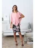 Pleated skirt with flowers, black 1197 - Online store - Boutique